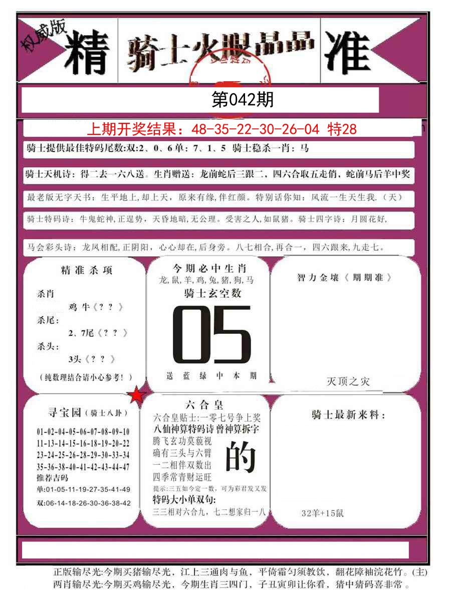 2025042期骑士火眼晶晶B