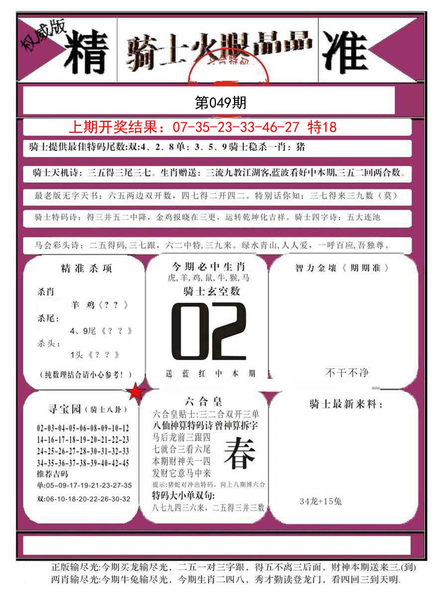 2025049期骑士火眼晶晶B