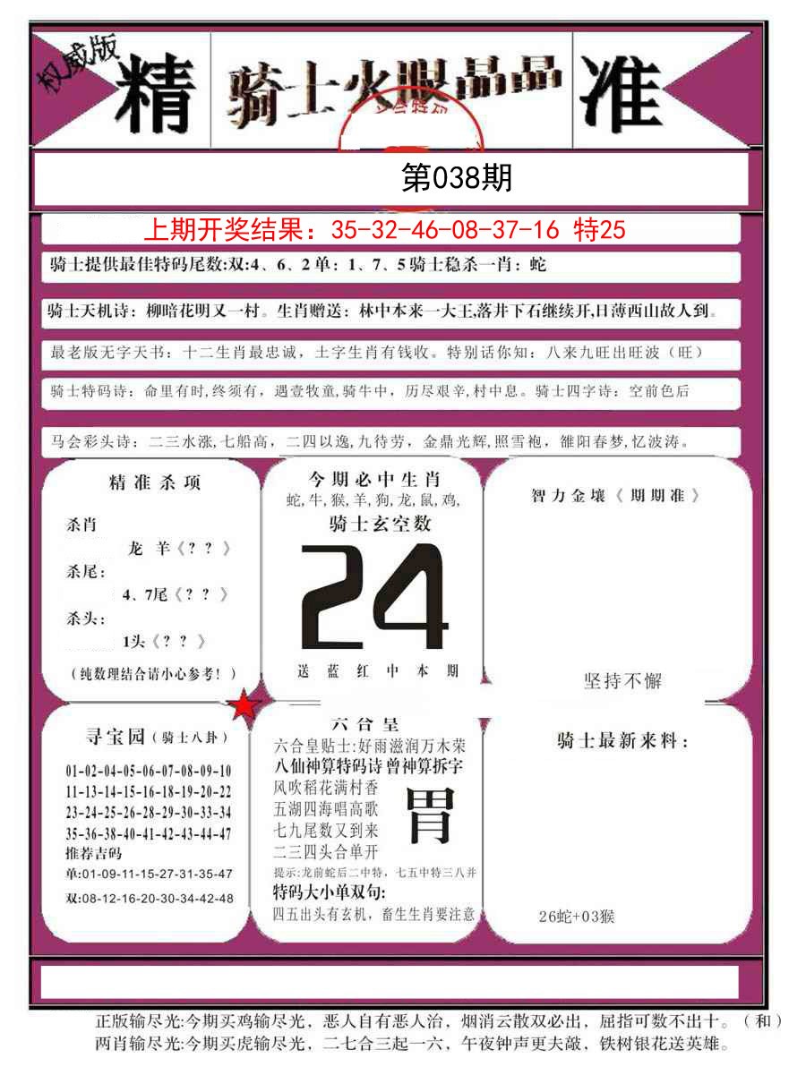 2025038期骑士火眼晶晶B