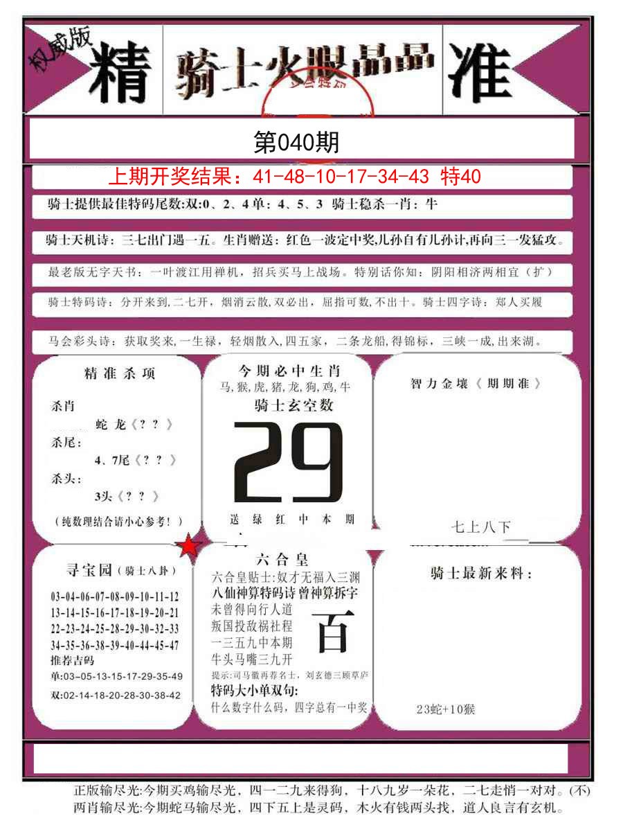 2025040期骑士火眼晶晶B
