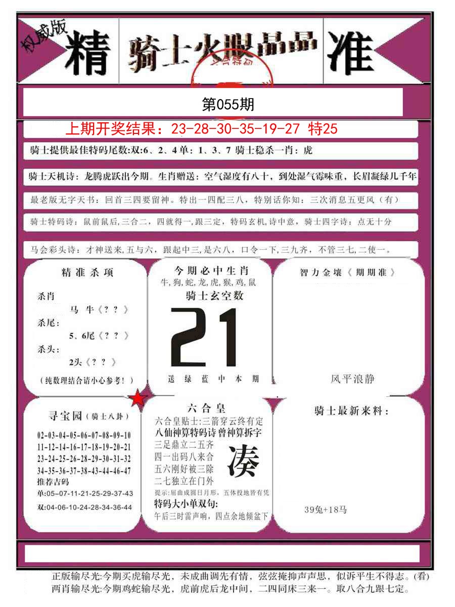 2025055期骑士火眼晶晶B
