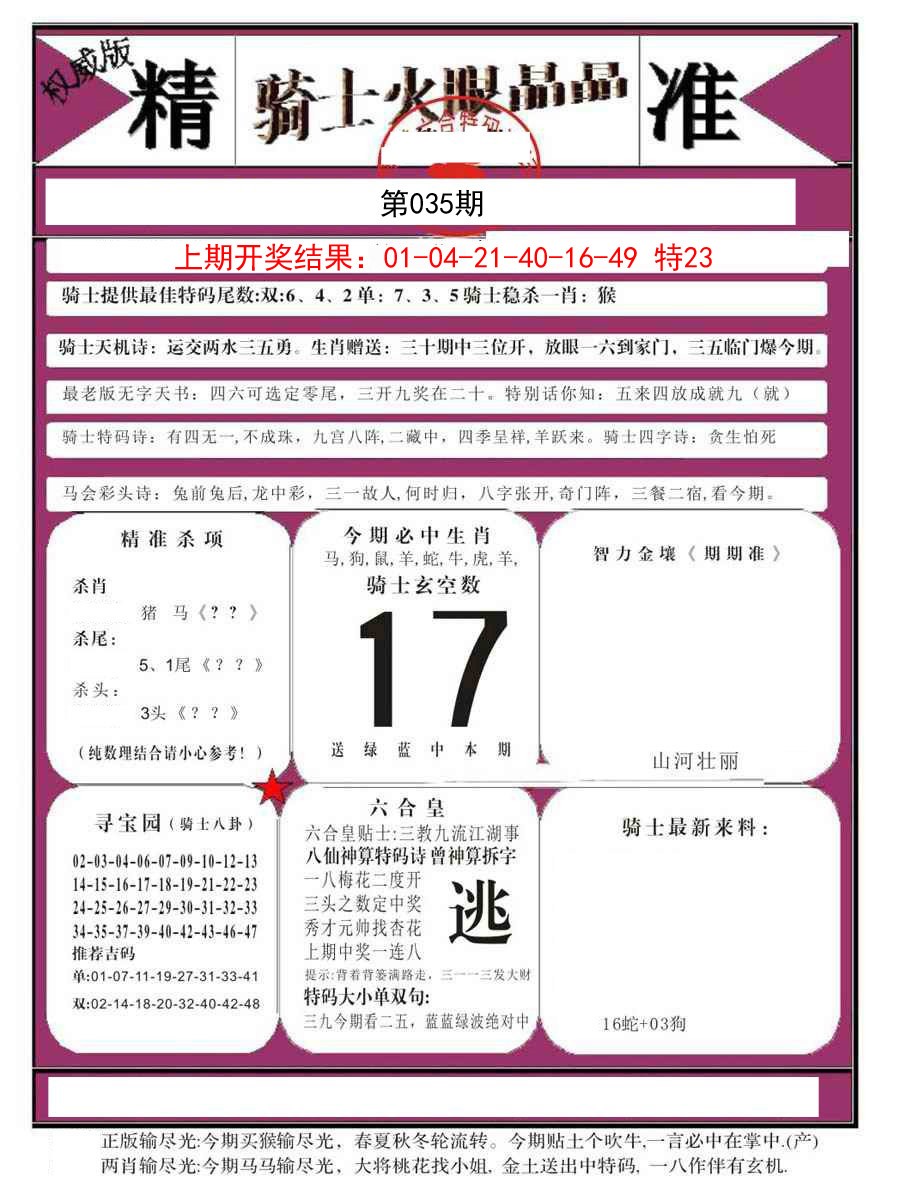 2025035期骑士火眼晶晶B