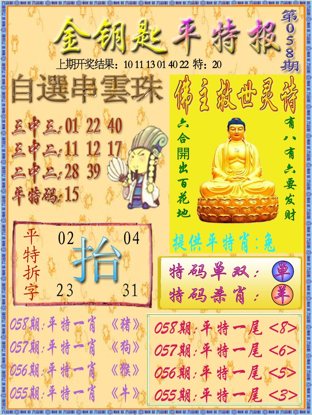 2025058期金钥匙平特报