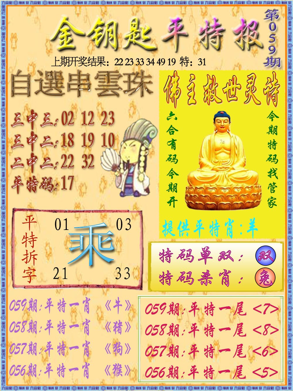 2025059期金钥匙平特报