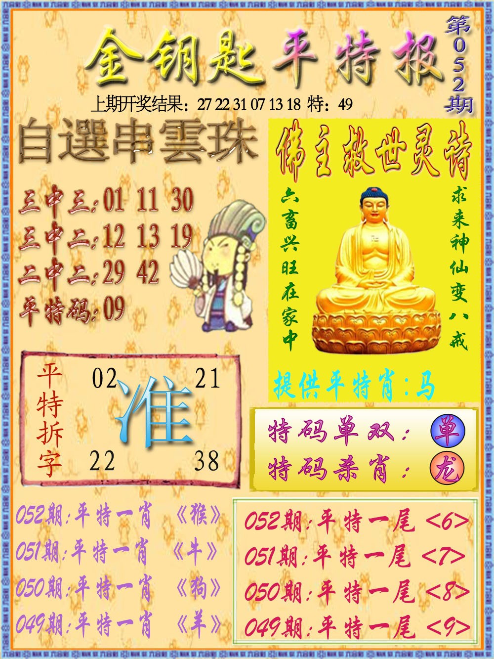2025052期金钥匙平特报