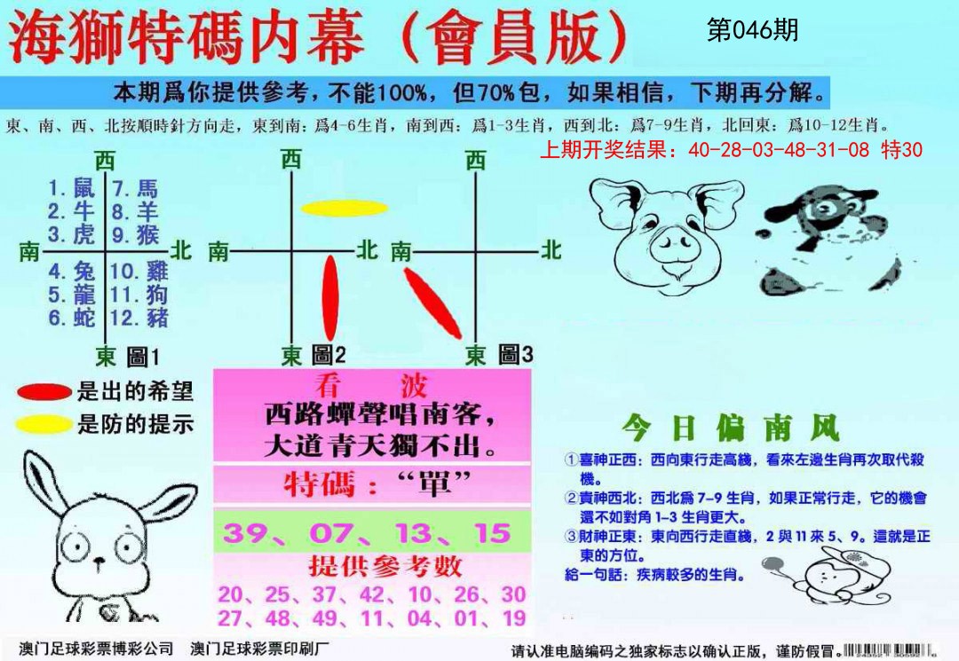 2025046期海狮特码会员报