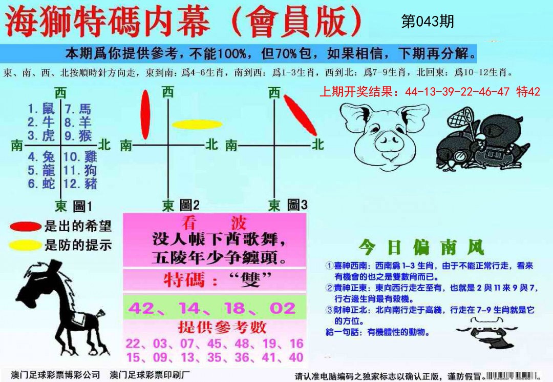 2025043期海狮特码会员报