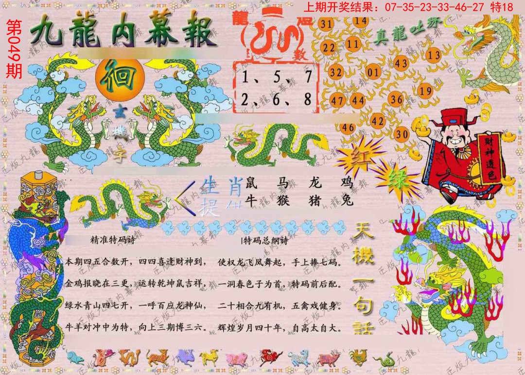 2025049期正版九龙内幕报