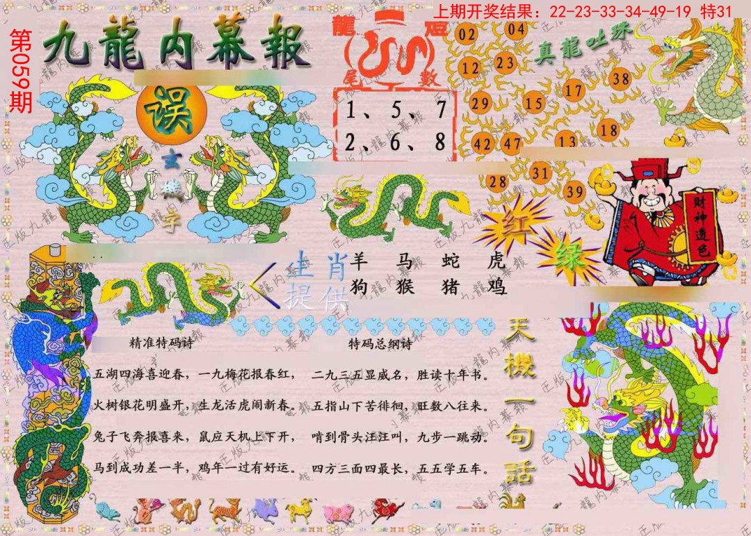 2025059期正版九龙内幕报