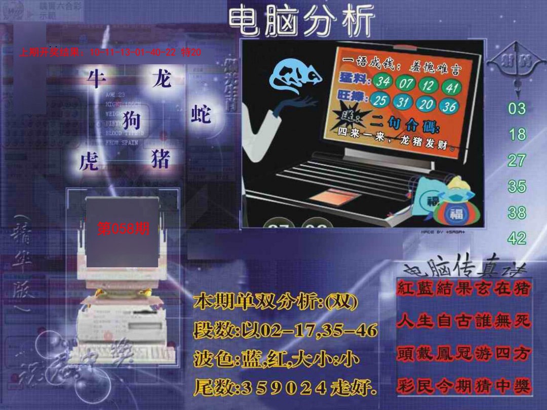 2025058期正版电脑分析贴士報