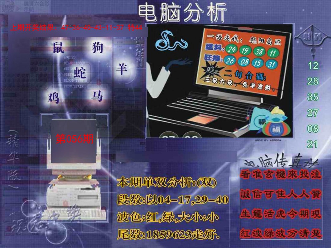 2025056期正版电脑分析贴士報