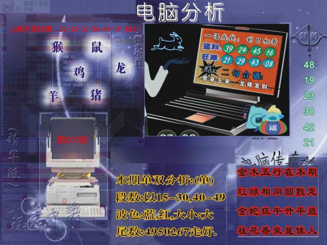 2025059期正版电脑分析贴士報
