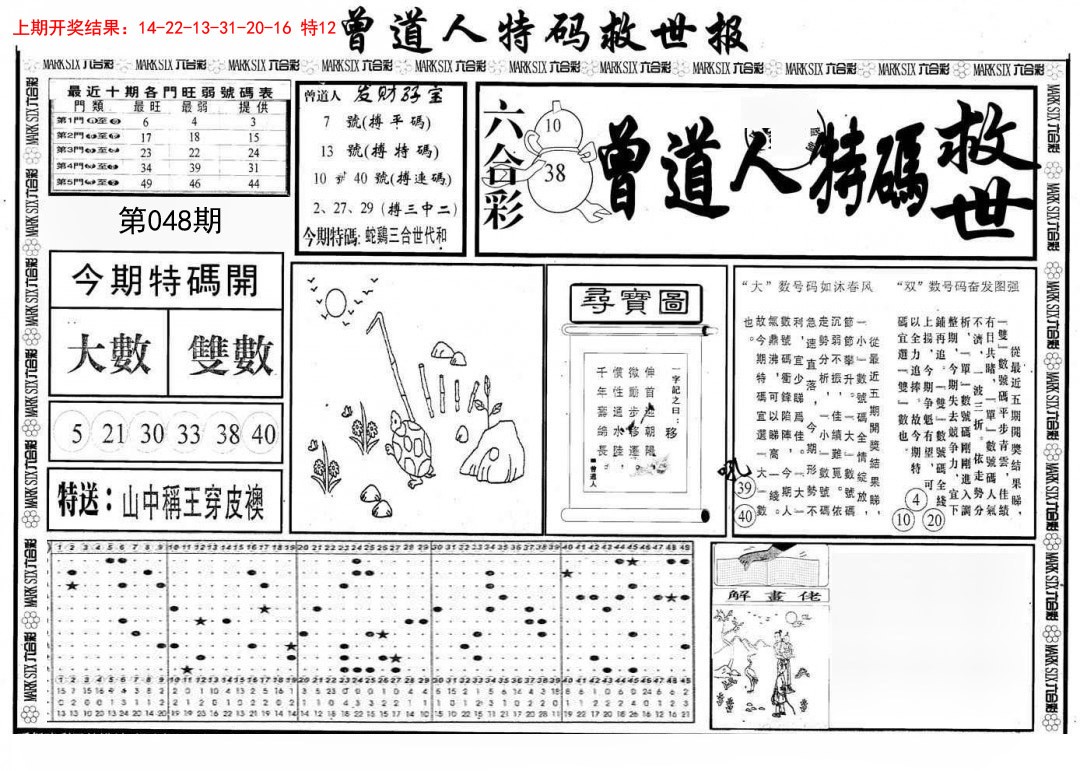 2025048期曾道人特码救世A