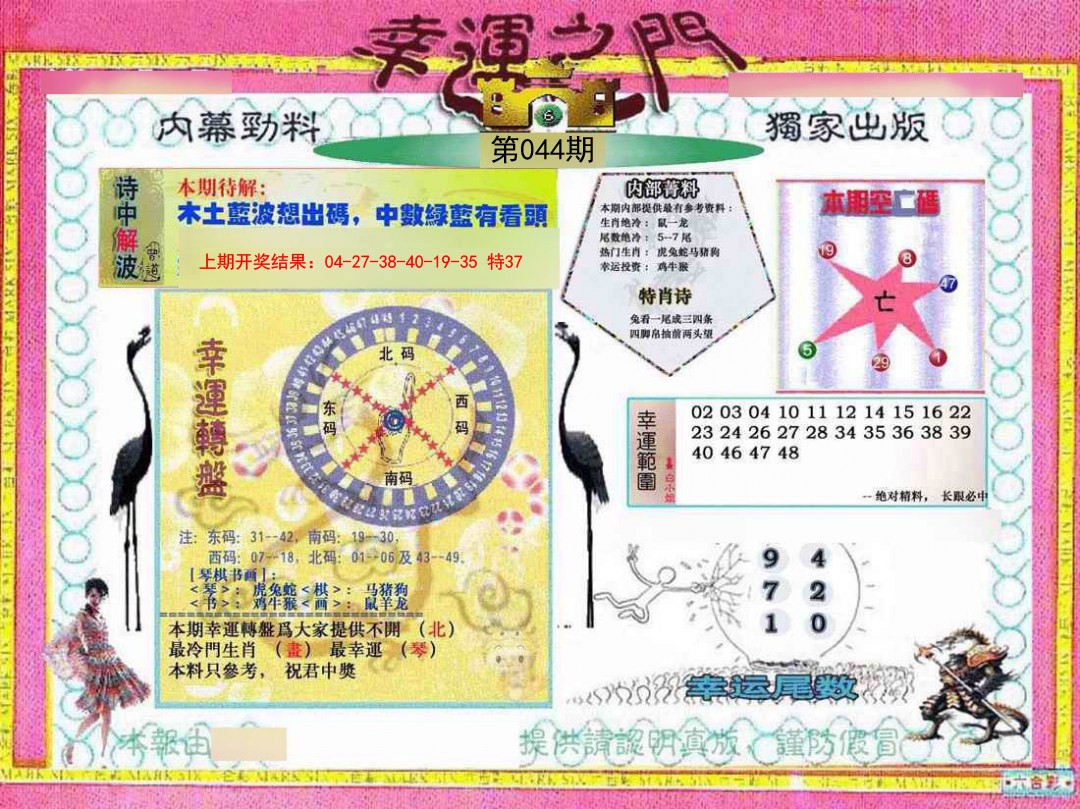 2025044期幸运之门
