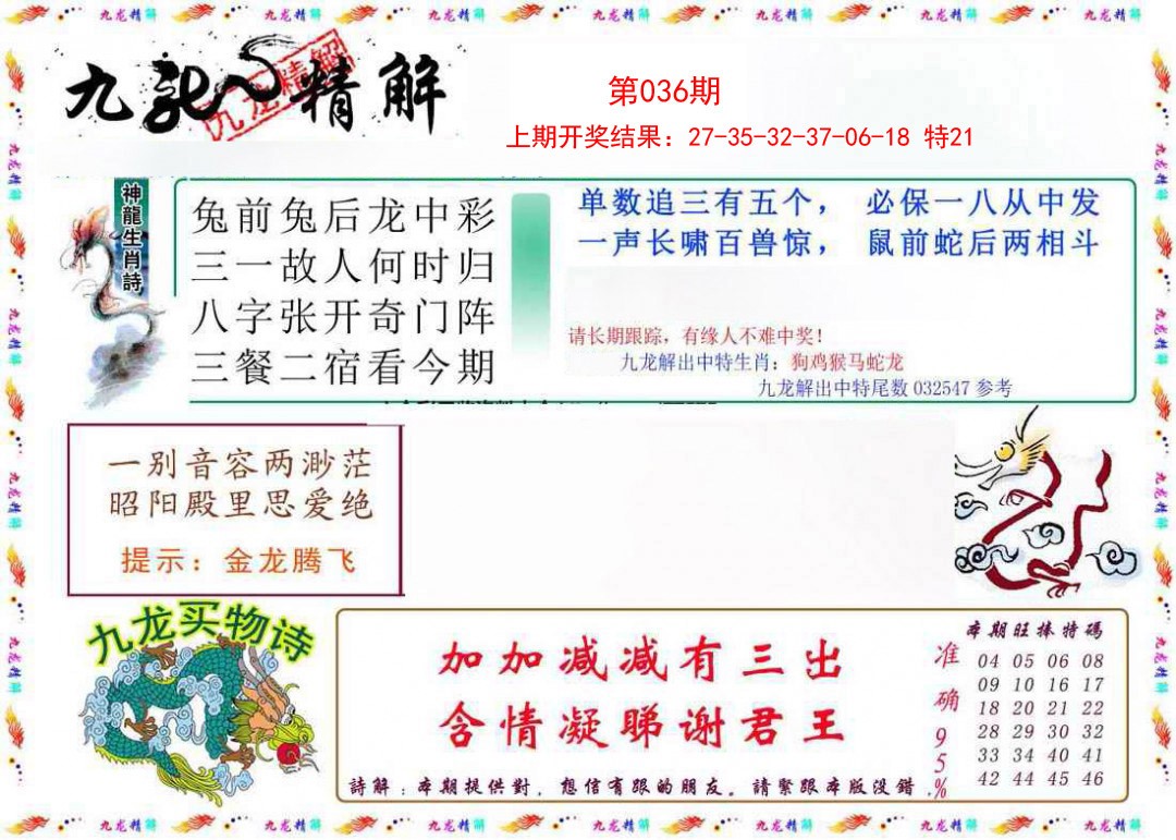 2025036期九龙精解
