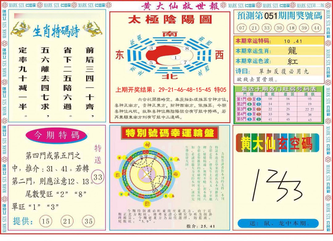 2025051期新黄大仙救世B