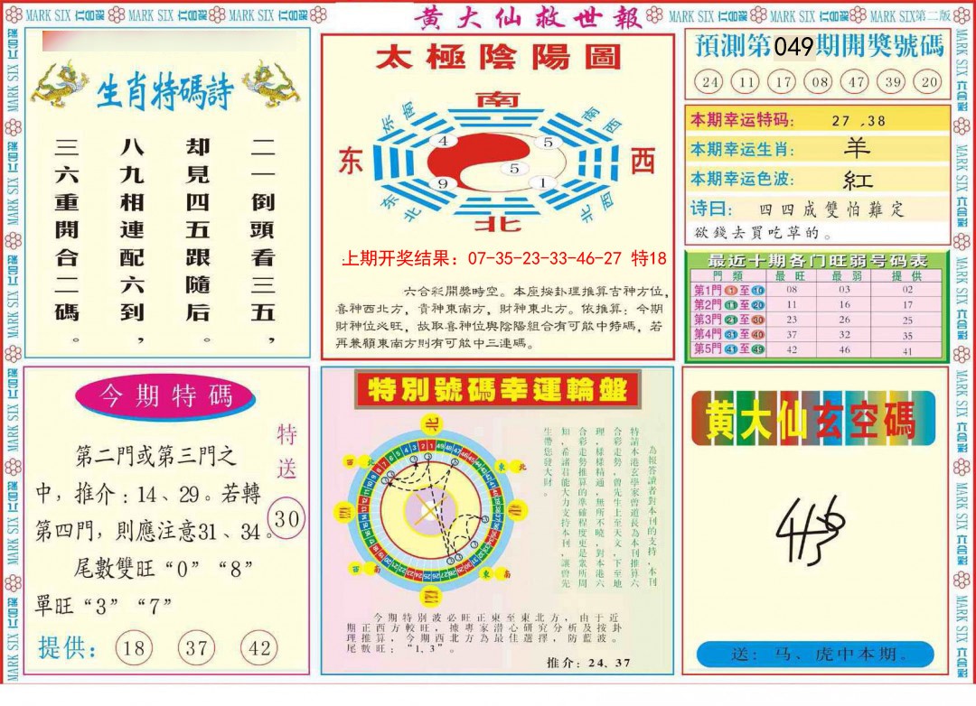 2025049期新黄大仙救世B