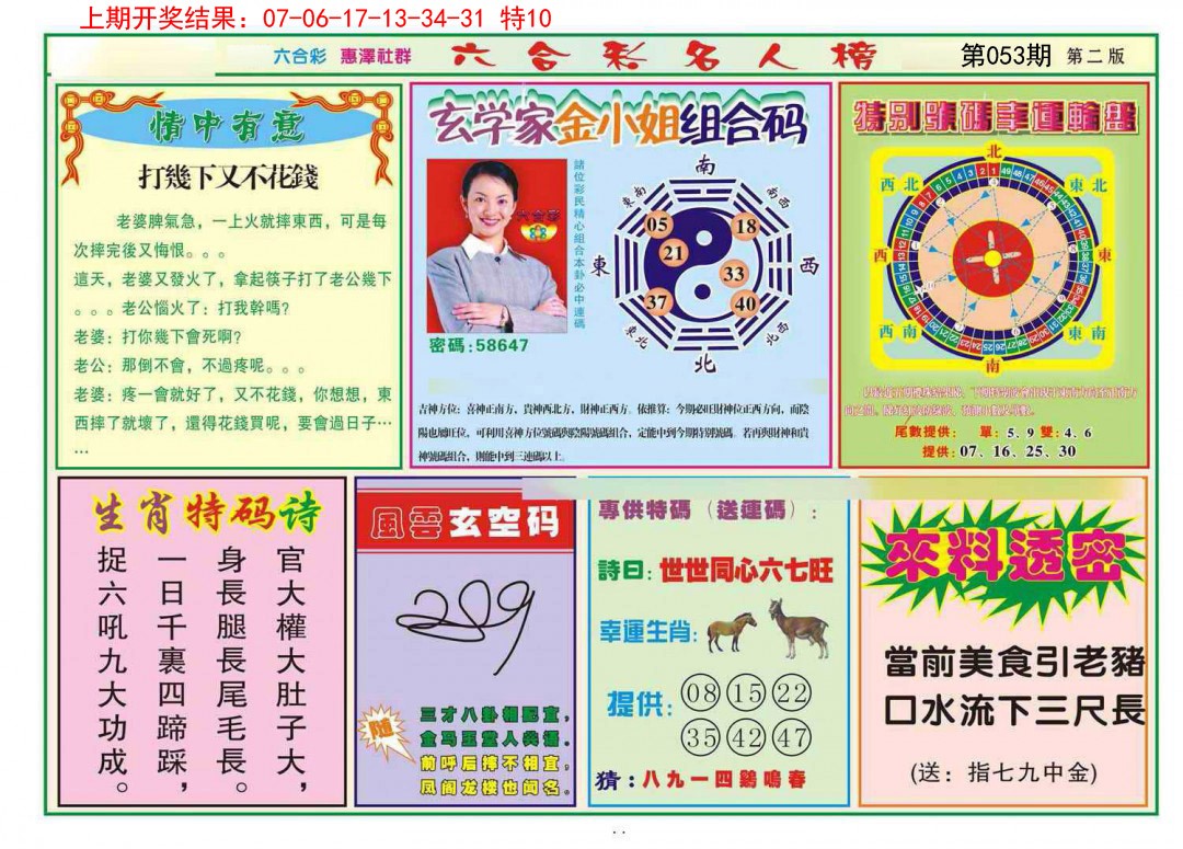 2025053期名人榜B