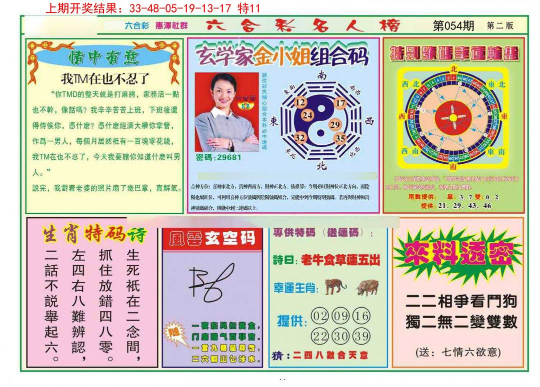 2025054期名人榜B