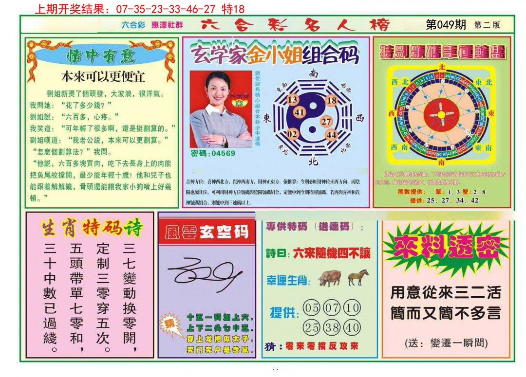 2025049期名人榜B