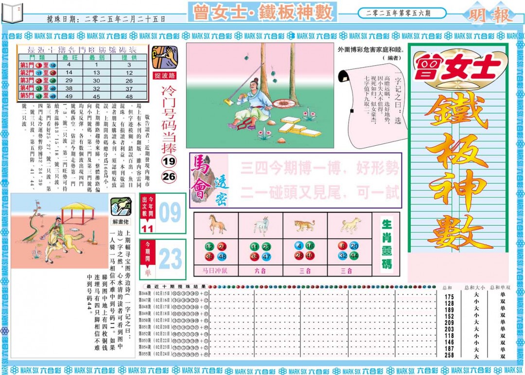 2025056期曾女士铁板神数A