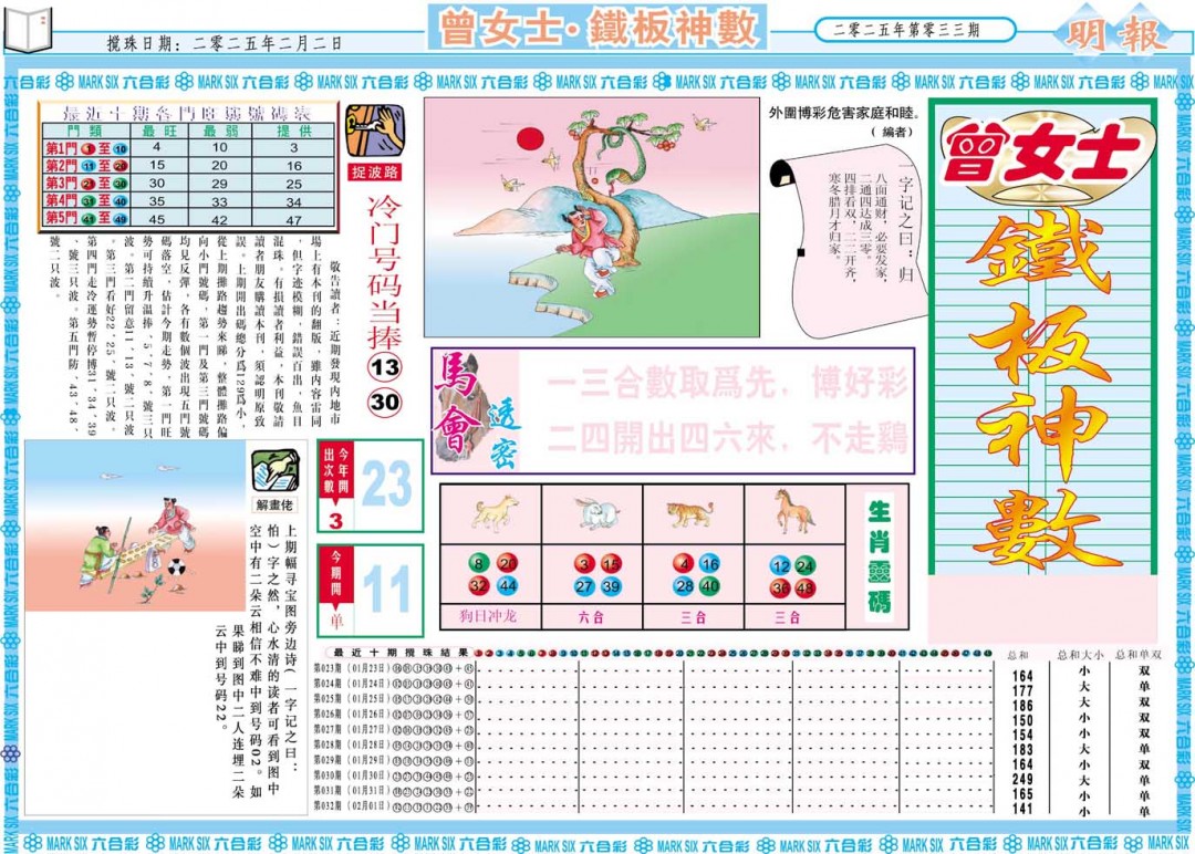 2025033期曾女士铁板神数A