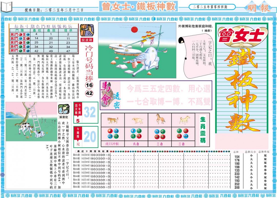 2025044期曾女士铁板神数A