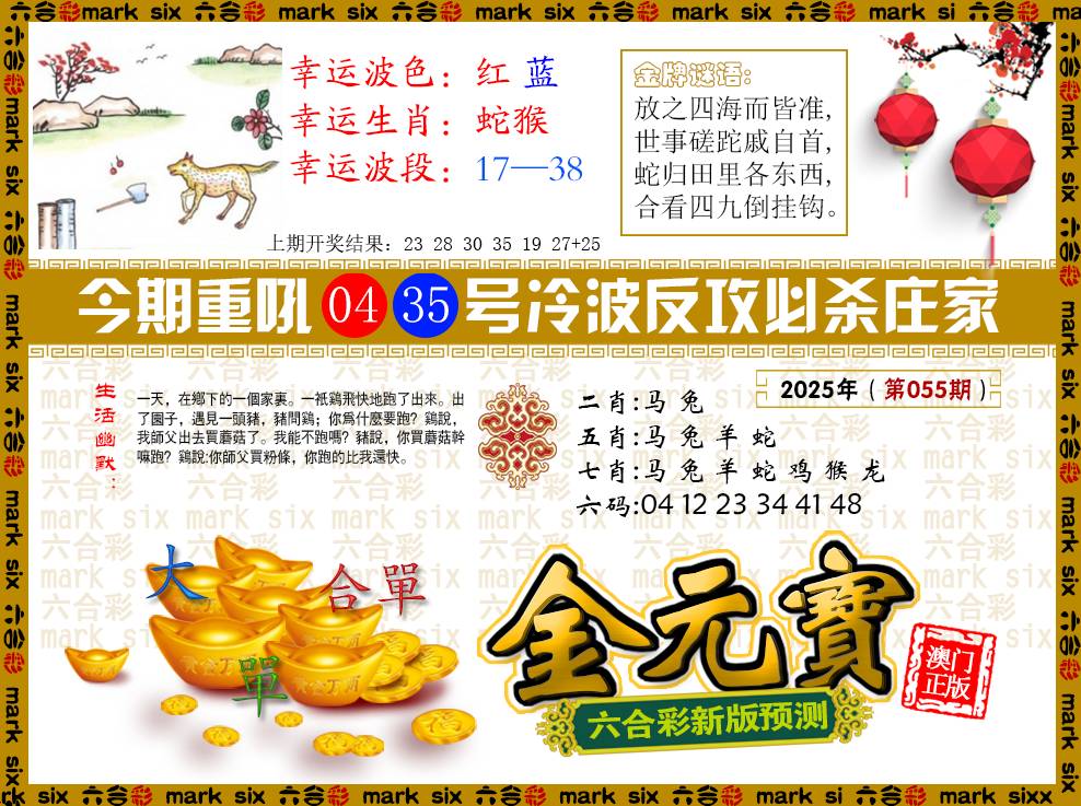 2025055期金元宝