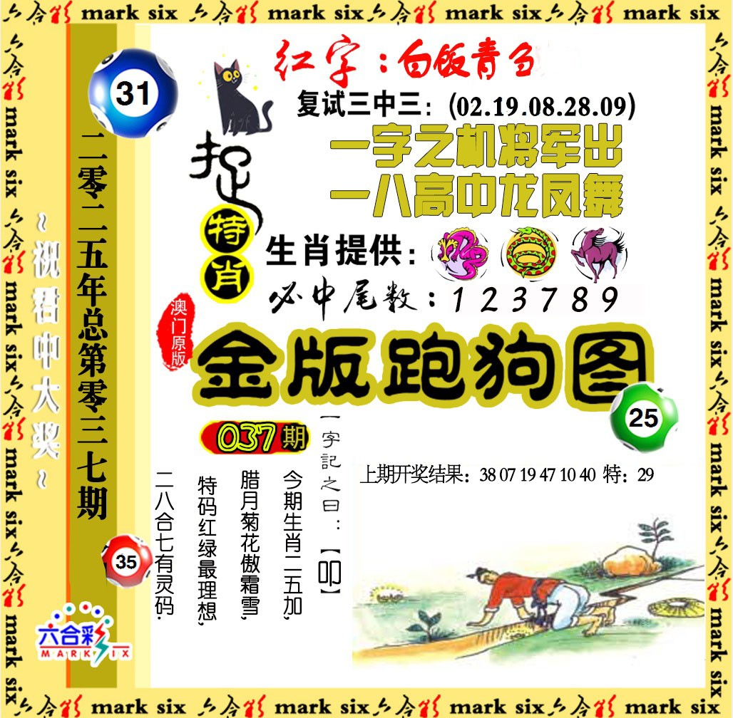 2025037期金版跑狗图