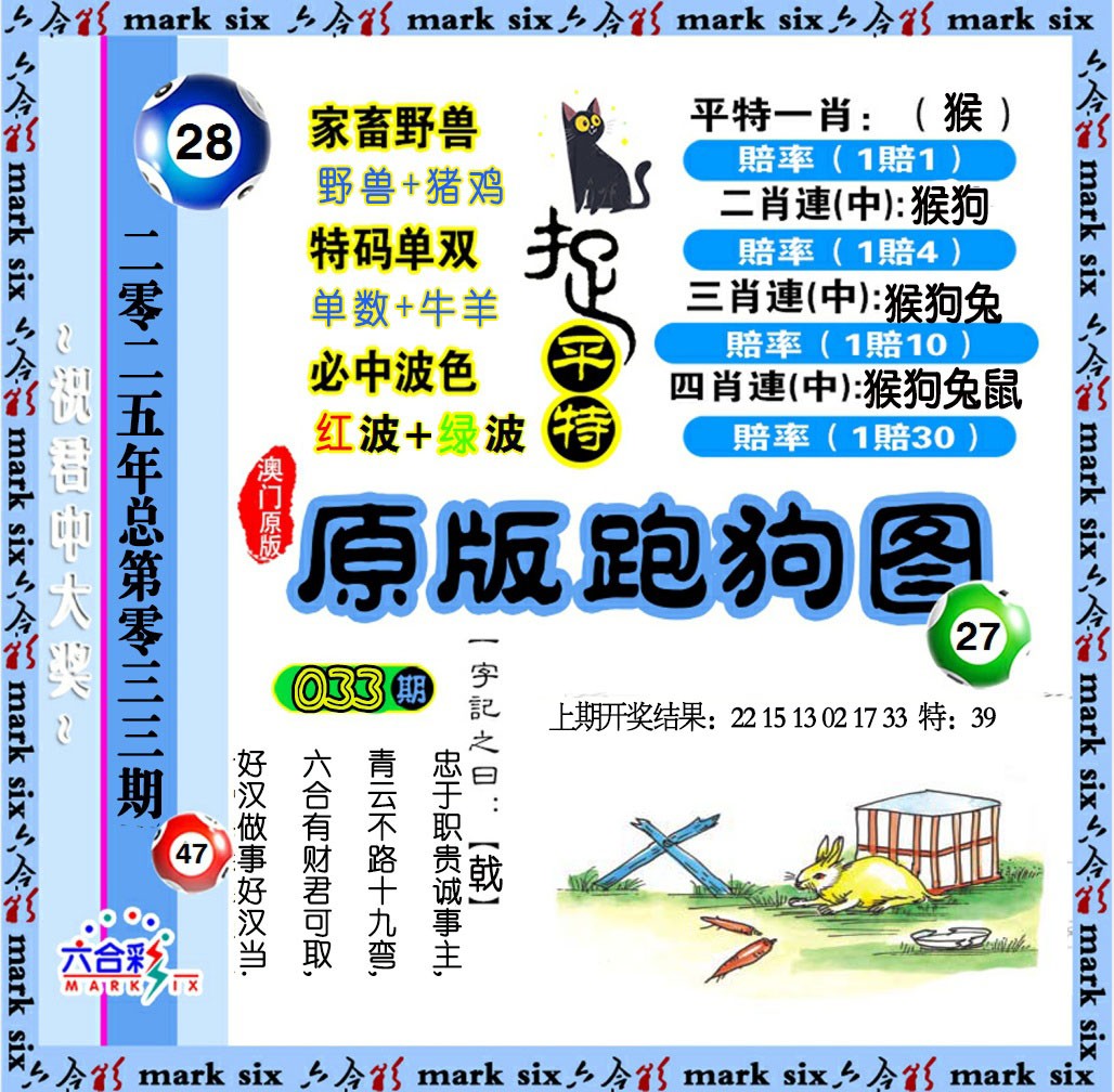 2025033期原版跑狗图