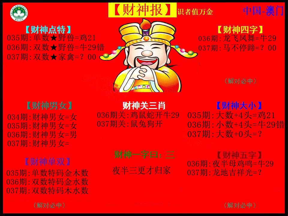 2025037期红财神