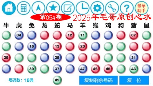 2025054期毛哥心水