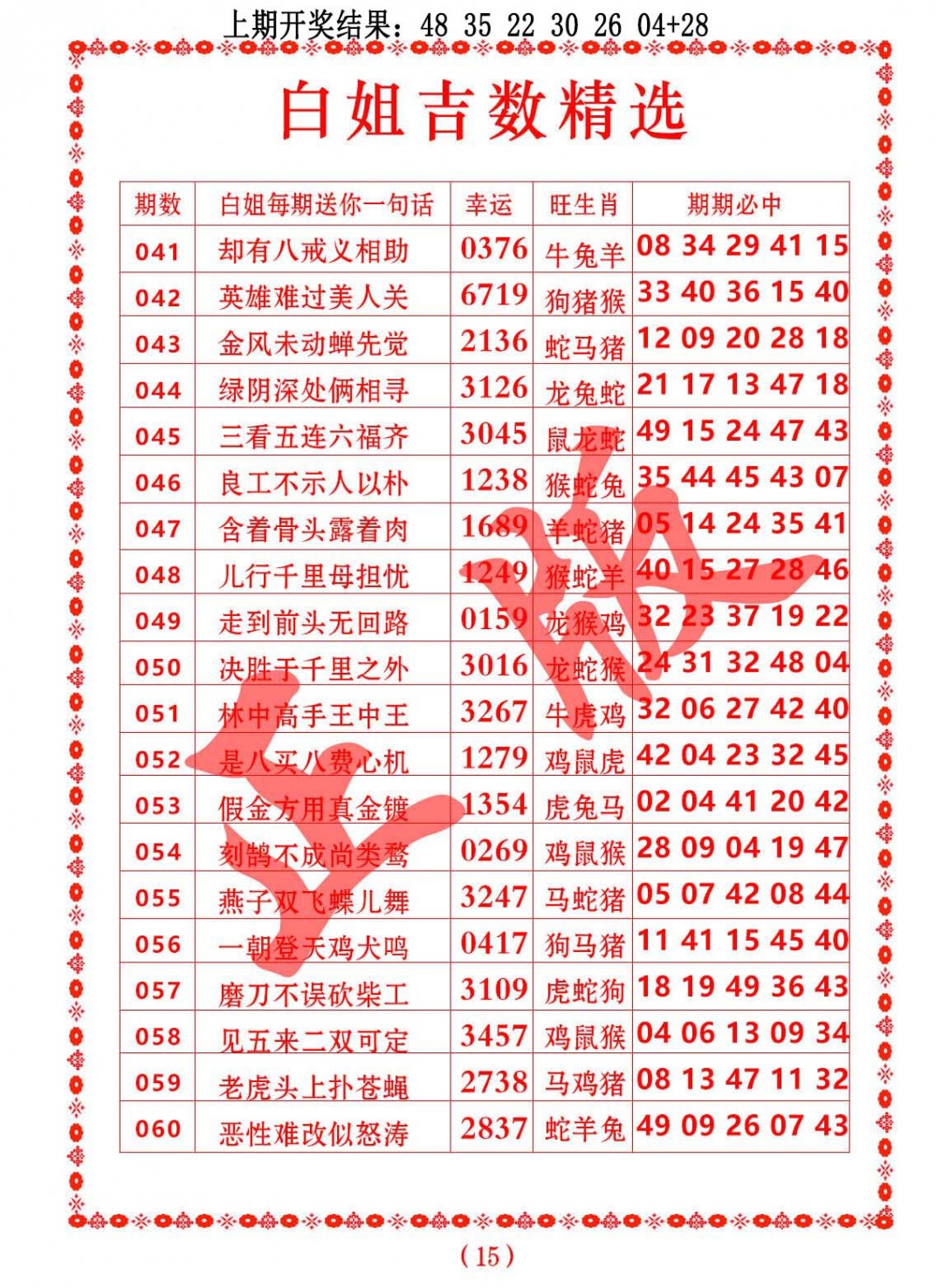 2025042期白姐吉数精选