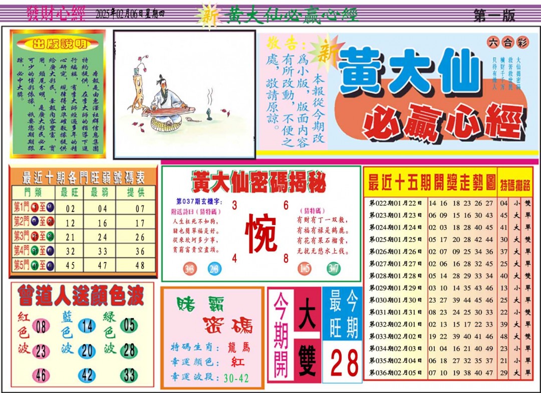 2025037期黄大仙必赢心经A