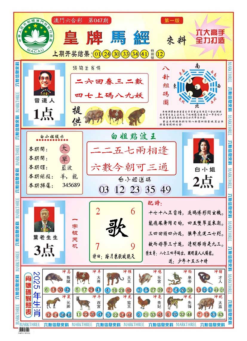 2025047期皇版马经A