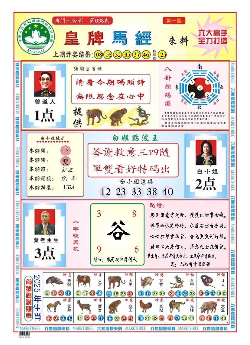 2025038期皇版马经A