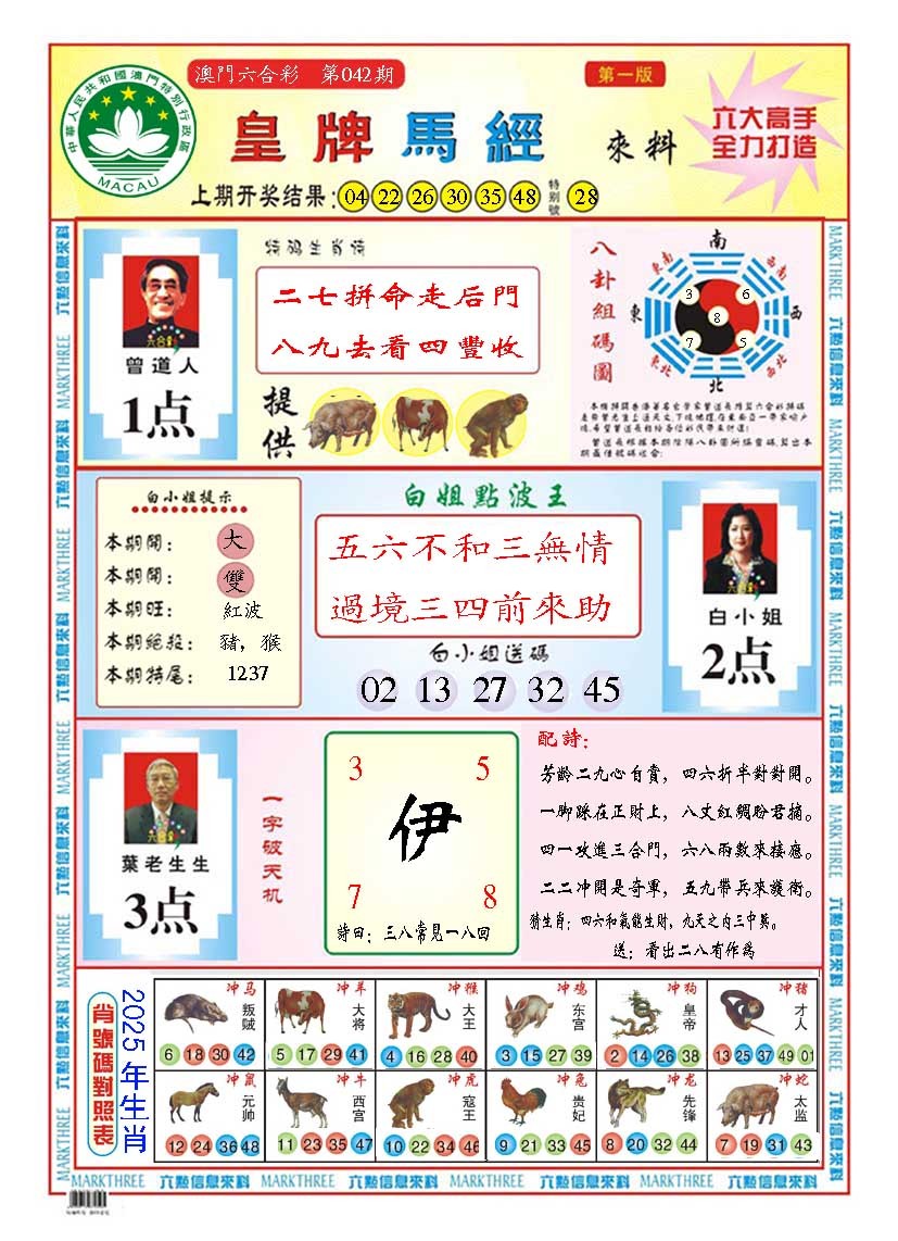 2025042期皇版马经A