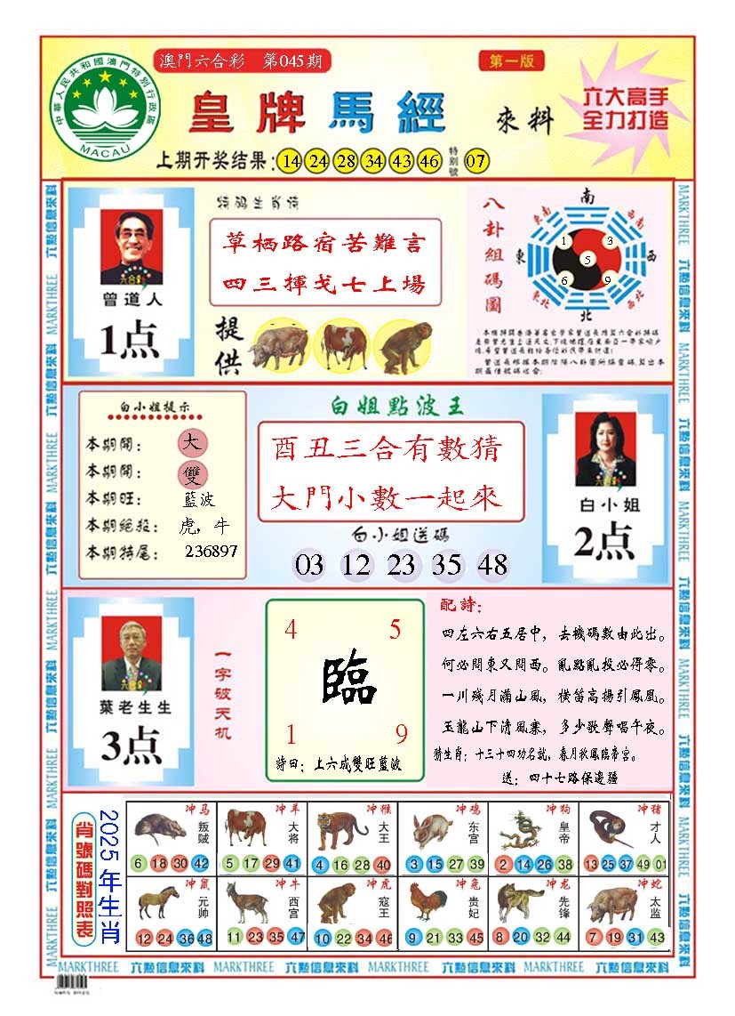 2025045期皇版马经A