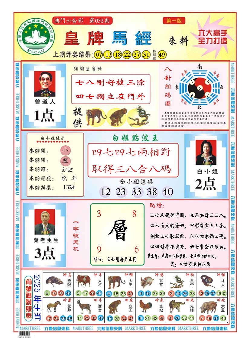 2025052期皇版马经A