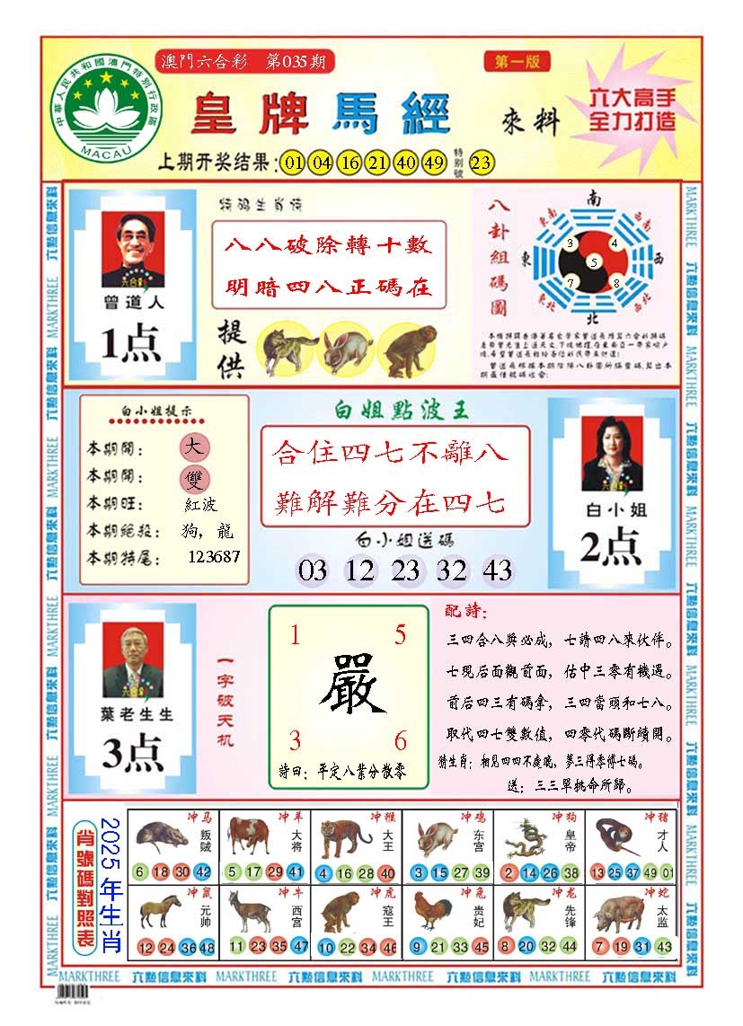 2025035期皇版马经A
