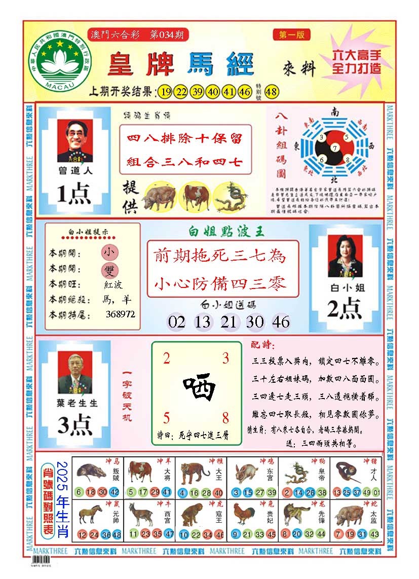 2025034期皇版马经A