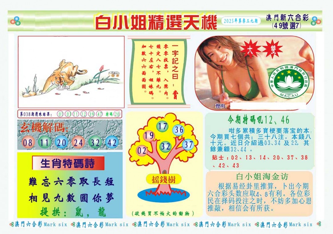 2025039期白小姐精选玄机A