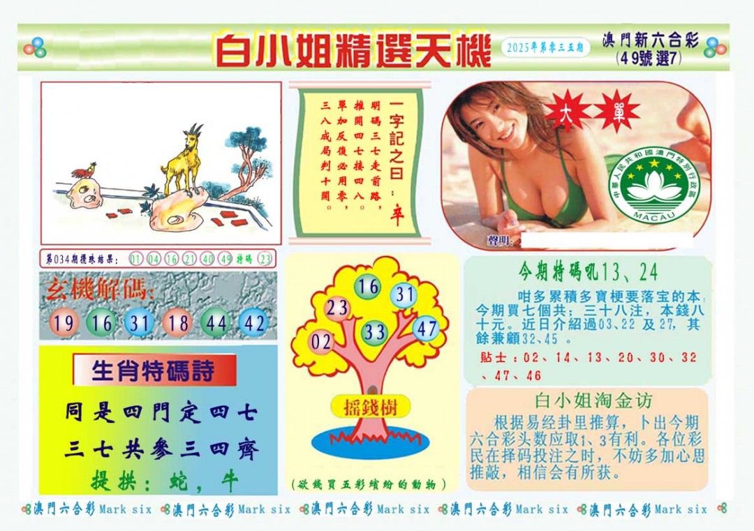 2025035期白小姐精选玄机A