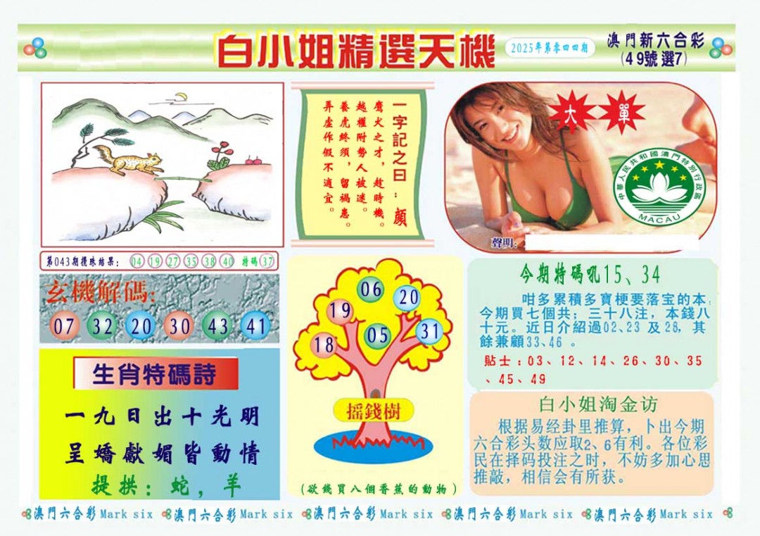 2025044期白小姐精选玄机A