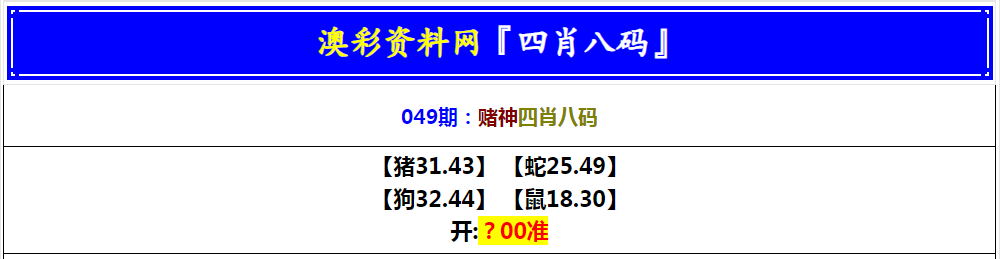 2025049期赌神四肖八码