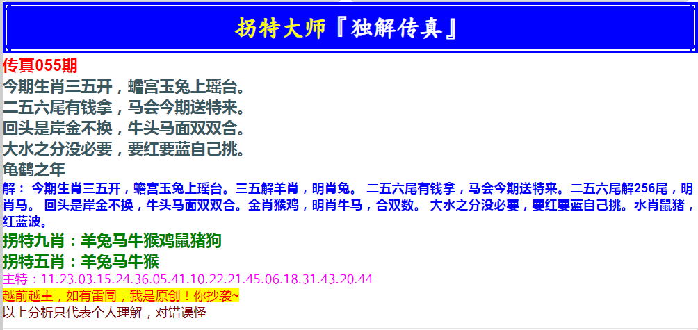 2025055期拐特大师澳门传真