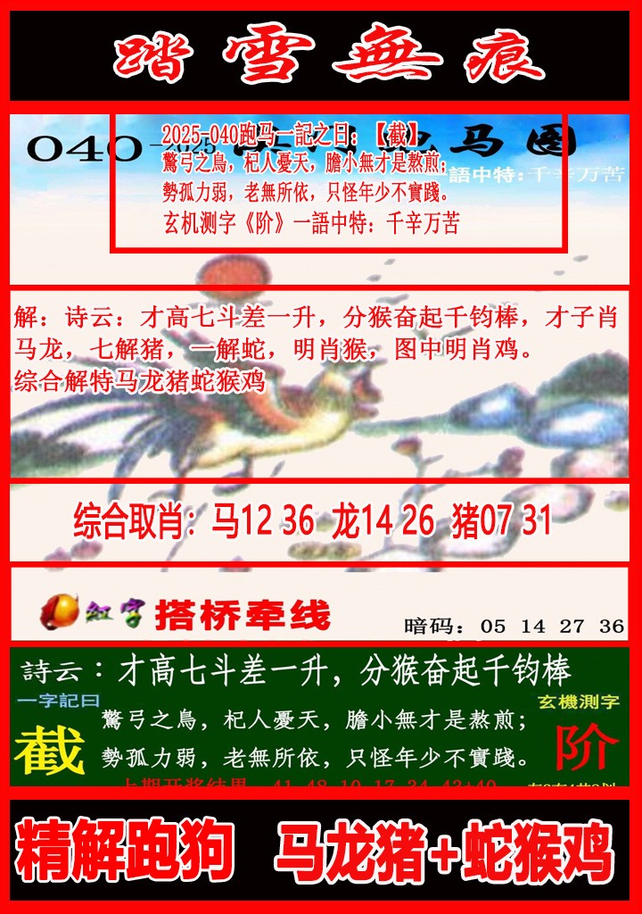 2025040期踏雪无痕跑马图