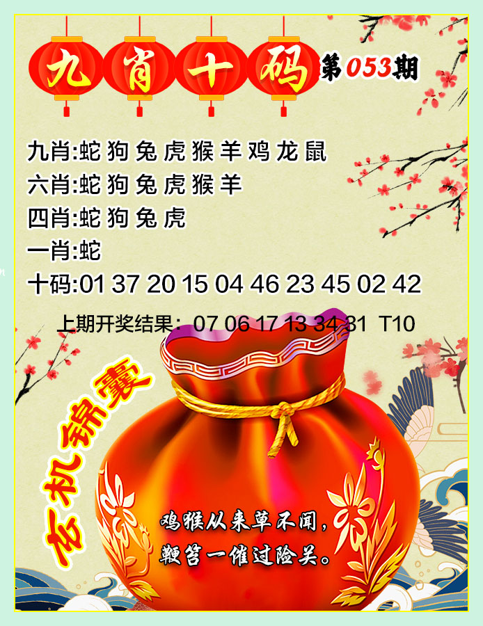 2025053期九肖十码
