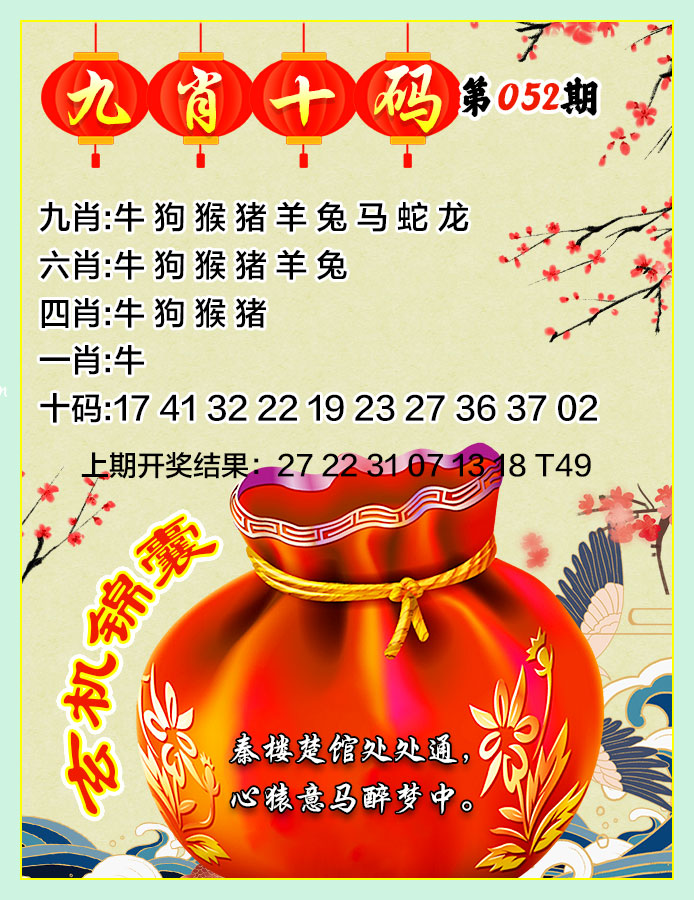 2025052期九肖十码