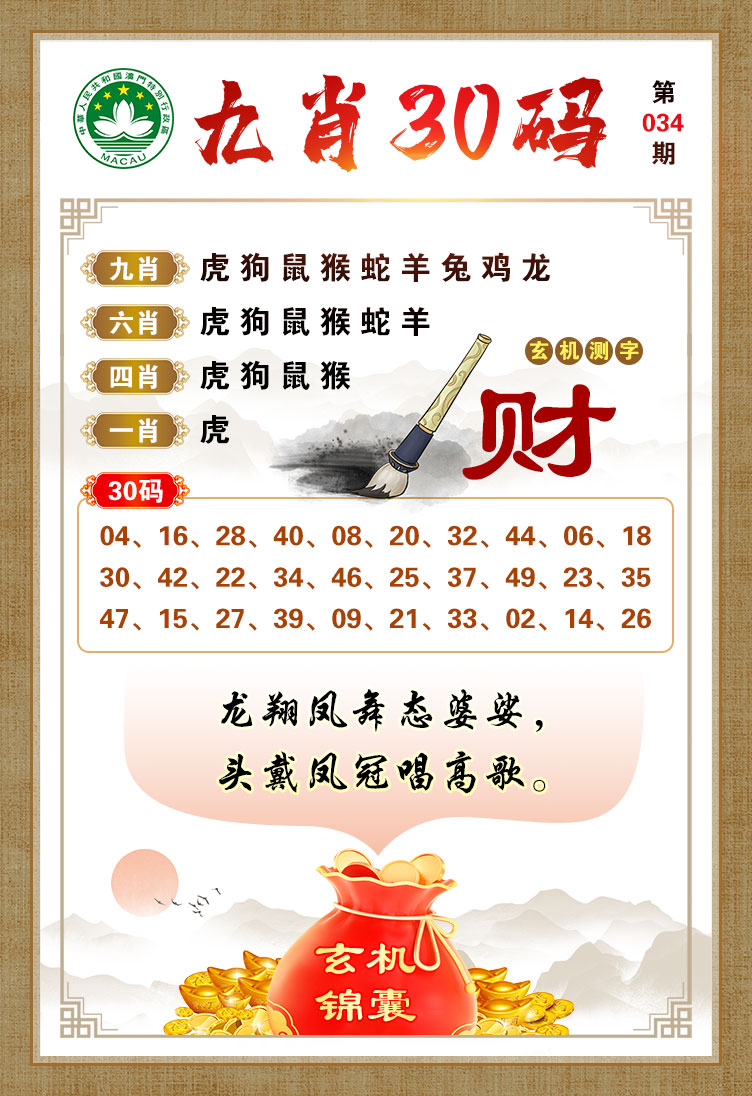 2025034期九肖30码